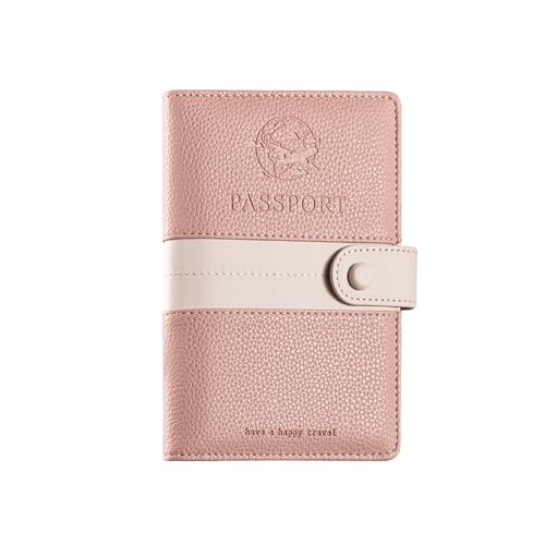 XFSRG Reisepass Tasche Damen PU Reiseorganizer Dokumente Travel Wallet Frauen RFID Reisepasshülle Passport Holder Hält Kreditkarten und Geldscheine Reise Essentials(Rosa) von XFSRG