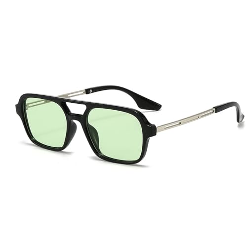 XFSRG Retro Pilot Sonnenbrille Vintage Design für Damen Herren mit quadratischem Gestell Doppelbrücke und UV400 Schutz als stylischer Begleiter in klassischem Look Schwarz von XFSRG