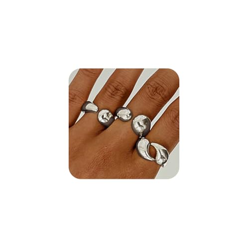 XFSRG Ring Damen Set Freundschaftsringe Eleganter Schmuck Ideal para uso Diario y de Fiesta (Silber) von XFSRG