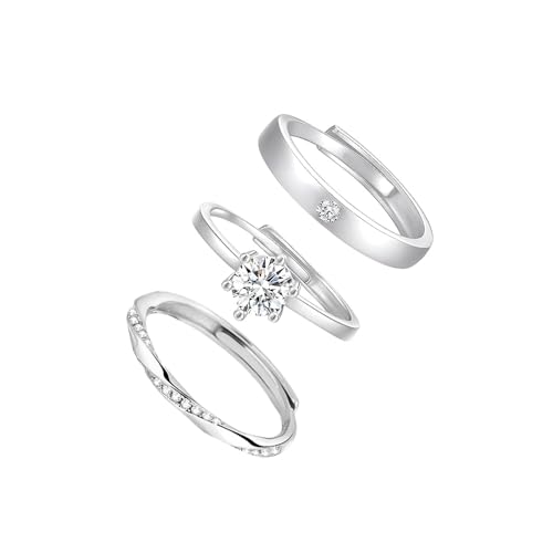 XFSRG Ringe Damen Schmuck Mode Ring Kupfer Eleganter Stil Funkelndes Design Perfekt für Besondere Anlässe(Silber) von XFSRG