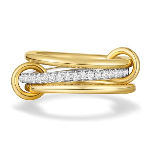 XFSRG Ringe für Frauen Cubic Zirkonia Eheringe Engagement Ringe Stapeln Daumenring Gold Ring Set Hypoallergene für Damen Schmuck（7） von XFSRG