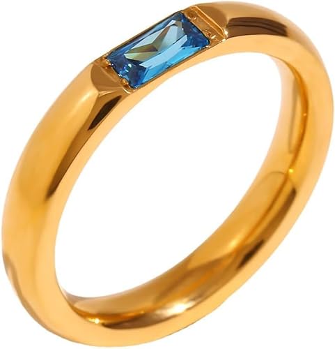 XFSRG Ringe für Frauen Gold Birthstone Nicht Anlaufen 18K Gold Stapelbar Ring Zierlich Baguette Personalisierten Schmuck Geschenk für Geburtstag von XFSRG