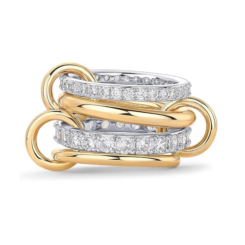 XFSRG Ringe fur Frauen 18 Karat Vergoldete Goldene Ringe Zirkonia Fingerring Ring Daumenringe Wasserfest Statement（8） von XFSRG
