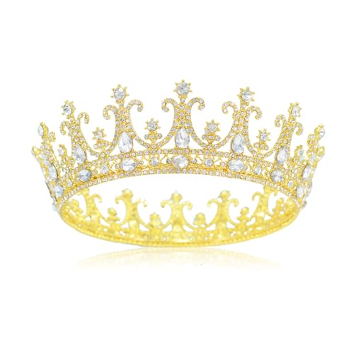 XFSRG Runde Diademe Damen Strasssteine Krone Modisch und Funkelnd Geburtstag Tiara für Hochzeiten Partys Bar Mitzvahs von XFSRG