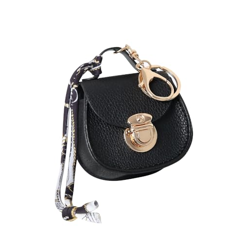 XFSRG Schlüsselanhänger Damen Mini Tasche Stilvoller Leder Taschenanhänger Praktischer Autoschlüsselanhänger für Alltag und Reisen (Schwarz) von XFSRG
