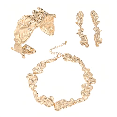 XFSRG 3 Stück Schmucksets für Damen Elegantes Schmuck-Set Unregelmäßigen Formen mit Ohrringe, Halskette & Armband von XFSRG
