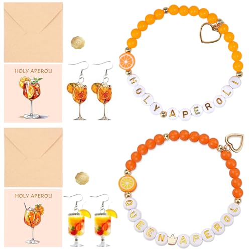XFSRG Schmuck Set Damen Armband und Ohrringe Modeschmuck Set mit Aperol Spritz Design für Party und Alltag XFSRG Schmuck Set Damen Armband und Ohrringe Modeschmuck Set mit Aperol Spritz Design für Party und Alltag von XFSRG