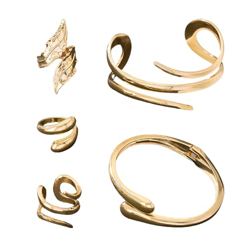 XFSRG Schmuck Set Damen Gold Modern Design Schmuckset Elegante Armreif Ring Schmucksets Für Alltag und Besondere Anlässe von XFSRG