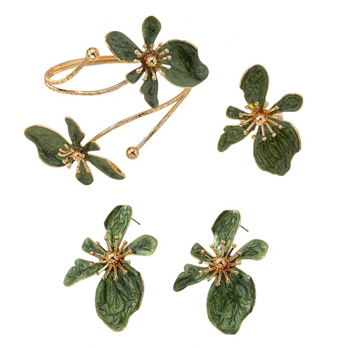 XFSRG Schmuck Set für Damen BlumenSchmuckset Halskette Ohrringe Armband Set Hypoallergene Modeschmuck Geschenke für Frauen und Mädchen von XFSRG