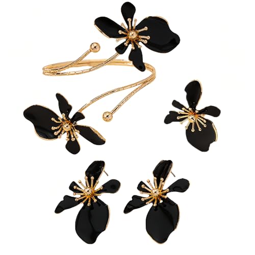 XFSRG Schmuck Set für Damen BlumenSchmuckset Halskette Ohrringe Armband Set Hypoallergene Modeschmuck Geschenke für Frauen und Mädchen von XFSRG