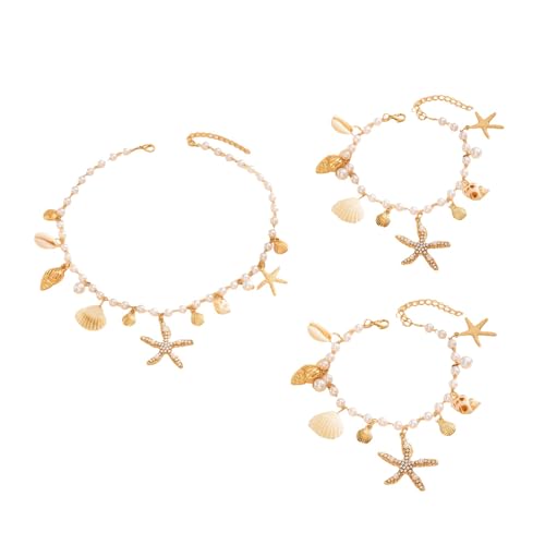 XFSRG Schmuckset Damen Perlen Und Muscheln Design Elegantes Schmuck Set Für Sommer Strand von XFSRG