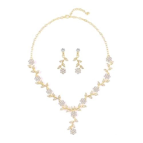 XFSRG Schmuckset mit Blumen-Design in Gold Modeschmuck für Elegante Anlässe und Stilvolle Frauen von XFSRG
