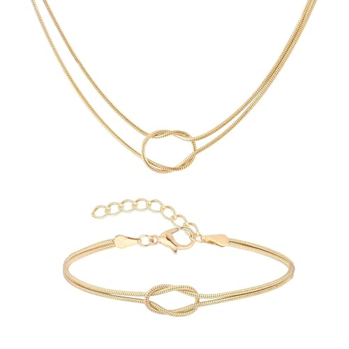 XFSRG Schmuckset mit Eleganten Knotendesign Armbändern für Damen und Herren Modeschmuck Set (Gold) von XFSRG