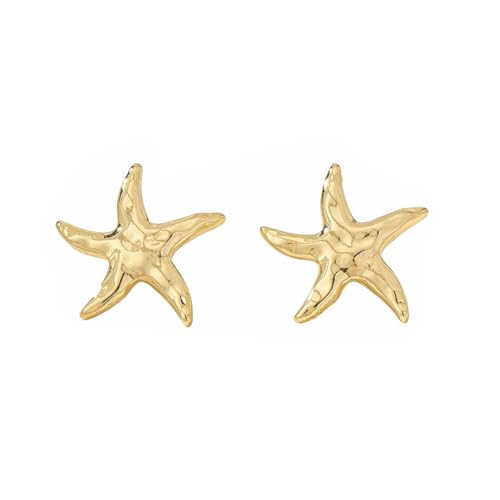 XFSRG Seestern Ohrringe 14K Gold Creolen Sommer Strand Ohrbügel Hypoallergene Modeschmuck Ohrstecker für Mädchen (Gold 1) von XFSRG
