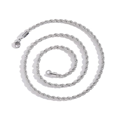 XFSRG Seilketten Halskette für Männer Kette Wasserdicht Stabil Glänzend Twist-Seil Halskette(18 Zoll 2mm) von XFSRG