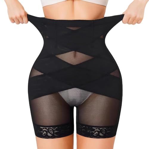 XFSRG Shapewear für Damen Hochtaillierte Miederhose mit Beinformung Sofort schlankere Silhouette Elastische Body Shaping-Shorts Ideal als Unterhose oder Figurformende Leggings（Schwarz XL） von XFSRG