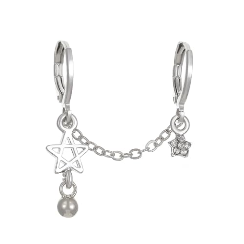 XFSRG Silber Stern Ohrringe Damen Mädchen Hängend Schmuck Ohrstecker Lange Kette Vintage Boho Stil XFSRG Silber Stern Ohrringe Damen Mädchen Hängend Schmuck Ohrstecker Lange Kette Vintage Boho Stil von XFSRG