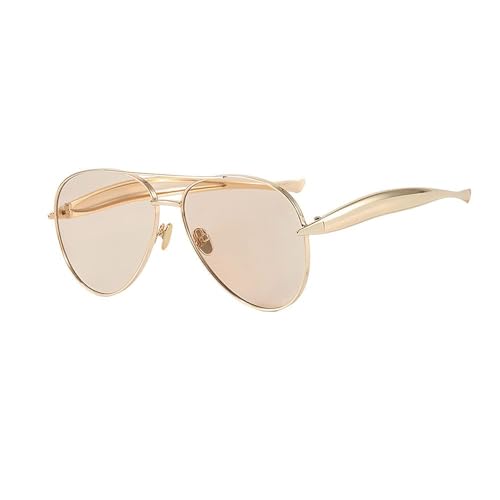 XFSRG Sonnenbrille Damen Polarisiert Stil Gold Rahmen Modische Sonnenbrille Für Freizeit Urlaub (C1–Champagner) von XFSRG