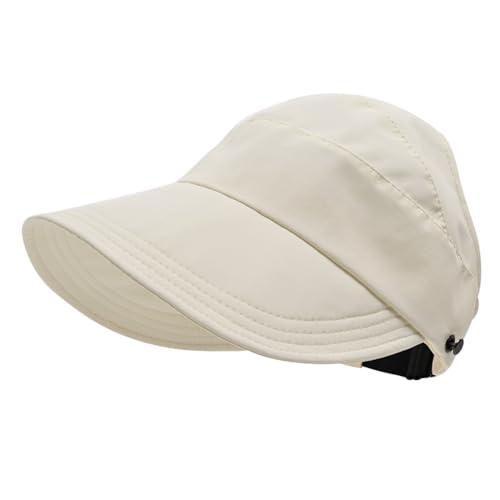 XFSRG Sonnenhut Damen Herren Hollow Top Sun Hat Pferdeschwanz Sonnenschutz Kappe Wanderhut Strandhut Faltbar Sommerhut Fischerhut Strohhut Campinghut Outdoor UV Schutz Tragbar Breite Krempe von XFSRG