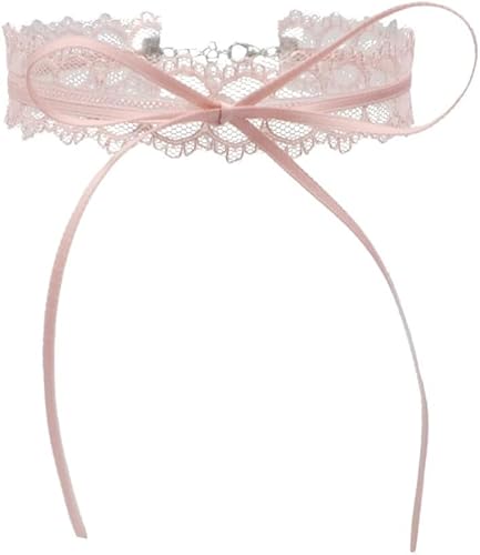 XFSRG Exquisite Spitzen Halskette für Mädchen Rosa Spitze Choker Kommunion Geschenke für Mädchen Elegante Halskette für besondere Anlässe Erstkommunion Taufgeschenke Geburtstagsgeschenk für Frauen von XFSRG