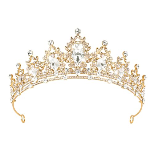 XFSRG Strasssteine Krone Damen Luxuriös und Glitzernd Diadem Elegant Geburtstagsaccessoires Braut Haarschmuck von XFSRG