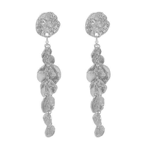 XFSRG Strukturierte Münzen Ohrhänger Metallisch Lange Tropfen Ohrringe Mehrschichtig Schmuck Damen Accessoires von XFSRG