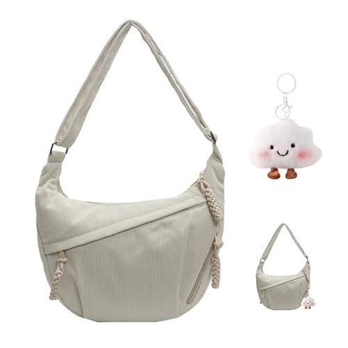 XFSRG Umhängetasche Damen Crossbody Moon Bag Stylische Umhängetasche mit Verstellbarem Gurt Gürteltasche für Reisen Arbeit Uni Jeden Anlass（Beige） von XFSRG