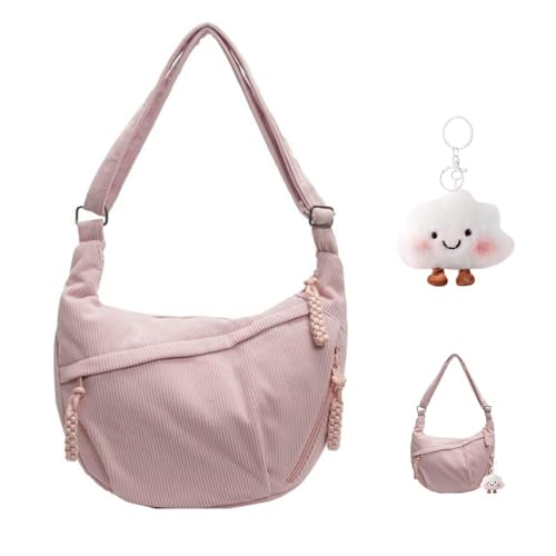XFSRG Umhängetasche Damen Crossbody Moon Bag Stylische Umhängetasche mit Verstellbarem Gurt Gürteltasche für Reisen Arbeit Uni Jeden Anlass（Rosa） von XFSRG
