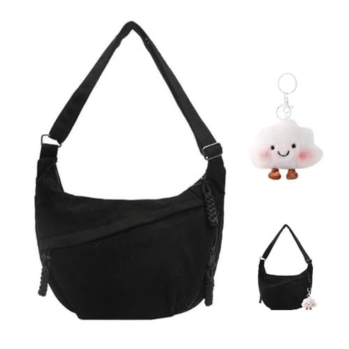 XFSRG Umhängetasche Damen Crossbody Moon Bag Stylische Umhängetasche mit Verstellbarem Gurt Gürteltasche für Reisen Arbeit Uni Jeden Anlass（Schwarz） von XFSRG