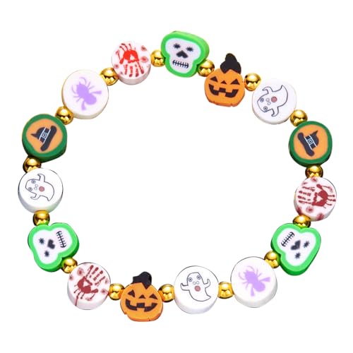 XFSRG Weiche Tonperlen Halloween Armband Damen Kürbis Geister Perlen Armbänder Farbig Hypoallergen für Halloween und Kostümpartys XFSRG Weiche Tonperlen Halloween Armband Damen Kürbis Geister Perlen Armbänder Farbig Hypoallergen für Halloween und Kostümpartys von XFSRG