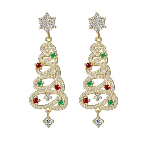 XFSRG Weihnachten Ohrringe Damen Weihnachtsbaum Glitzernde Strasssteine Ohrringe Süß und Luxuriös Geeignet für Festpartys Feiern von XFSRG