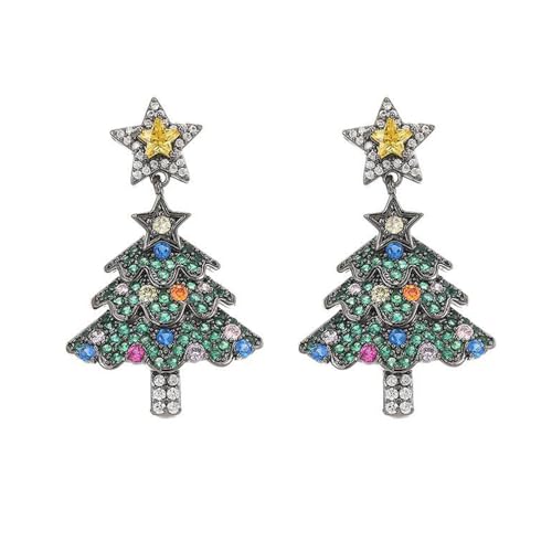 XFSRG Weihnachten Ohrringe Damen Weihnachtsbaum Glitzernde Strasssteine Ohrringe Süß und Luxuriös Geeignet für Festpartys Feiern von XFSRG