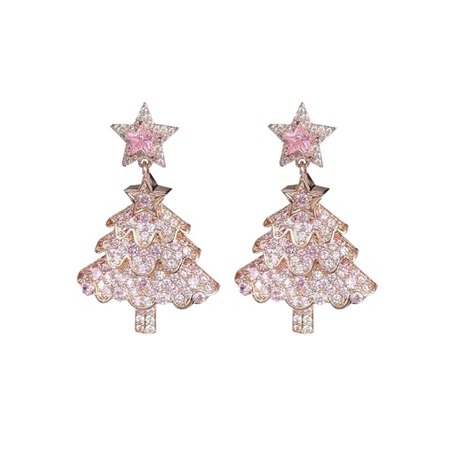 XFSRG Weihnachten Ohrringe Damen Weihnachtsbaum Glitzernde Strasssteine Ohrringe Süß und Luxuriös Geeignet für Festpartys Feiern von XFSRG
