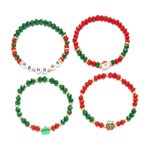 XFSRG Weihnachtsarmband Damen Kristallperlen Weihnachtsbaum Weihnachtsmann Elemente Armband Elegant Geeignet für Partys Feiern Streetstyle Fotos von XFSRG