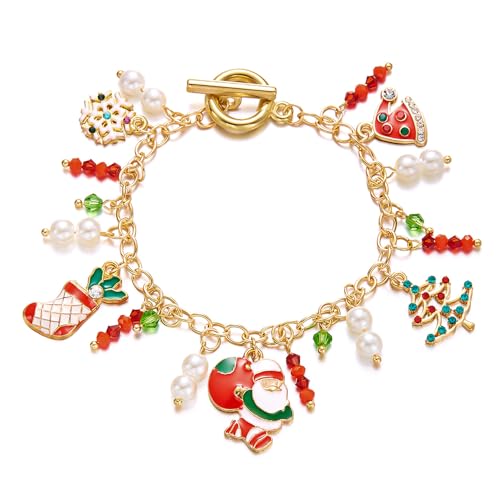 XFSRG Weihnachtsarmband Damen Weihnachtsmann Schneeflocken Hut Anhänger Armband Kreativ und Niedlich für Partys Feiern Zusammenkünfte von XFSRG