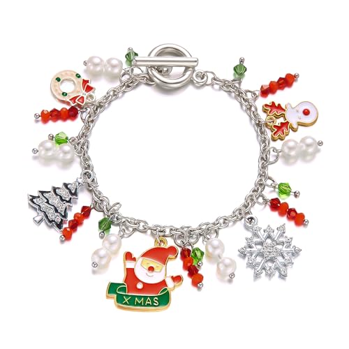 XFSRG Weihnachtsarmband Damen Weihnachtsmann Schneeflocken Hut Anhänger Armband Kreativ und Niedlich für Partys Feiern Zusammenkünfte von XFSRG