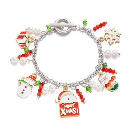 XFSRG Weihnachtsarmband Damen Weihnachtsmann Schneeflocken Hut Anhänger Armband Kreativ und Niedlich für Partys Feiern Zusammenkünfte von XFSRG