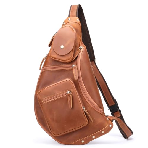 Vintage Herren Chest Bag Umhängetasche große Kapazität Sportler Satchel von XFZJCHAP