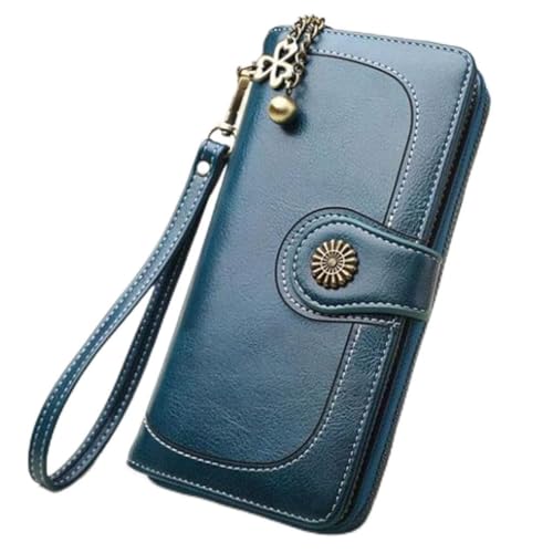 XFZJCHAP Brieftasche Frau Langblaues Kupplungsbeutel Frau Reißverschluss Brieftaschen Lady Geldbörsen Armband Bag Coin Card Halter (Farbe: B, Größe: 19 * 9 * 3,5 cm) von XFZJCHAP