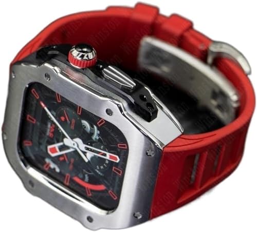 XFZJCHAP Edelstahl -Watch -Koffer und Gummi -Uhren -Band -Männer RM -Mod -Kit ， Für Ultra 8 7 6 5 Se 49mm 45 mm 44mm Serie Watch DIY Upgrade ， Modification Kit Gummi -Uhrengurt von XFZJCHAP