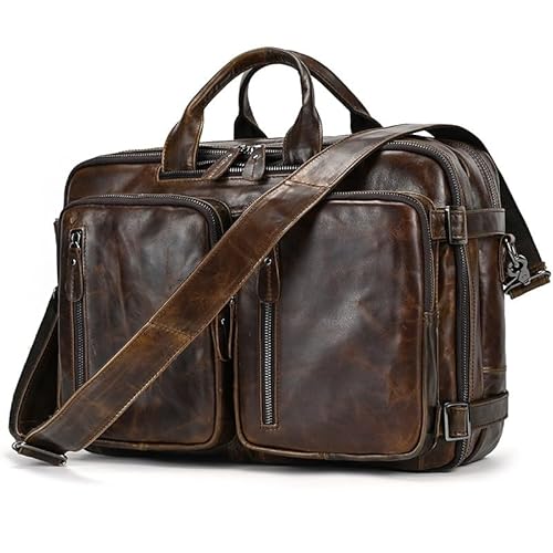 XFZJCHAP Herren Aktentasche Mehrzweck Business Tote Top Layer Cowide Herren-Pendler-Computer-Umhängetasche (Rosso) von XFZJCHAP