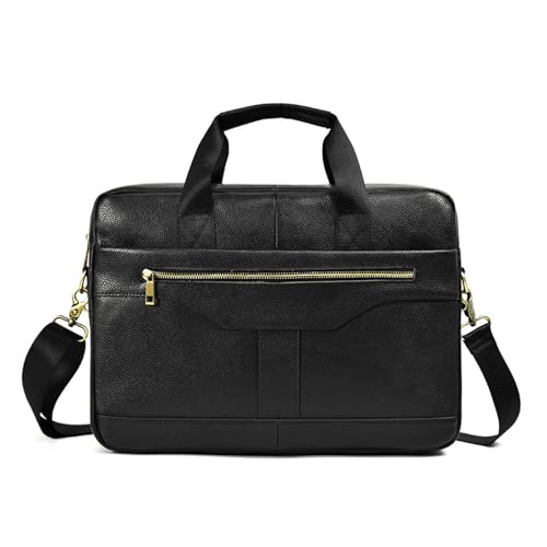 XFZJCHAP Herrenhandtasche Computertasche Cowide Single Schulter -Crossbody -Tasche Leder Handtasche Business Trip Aktentasche (Svart) von XFZJCHAP