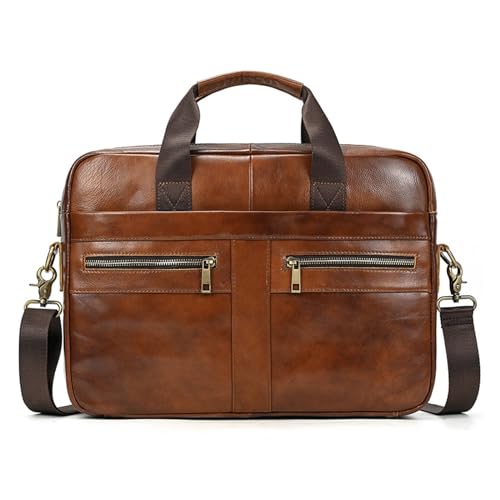 XFZJCHAP Herrenleder Handtasche Business Trip Aktentasche 15 "Computertasche Cowide Schulter -Crossbody -Tasche (Svart) von XFZJCHAP