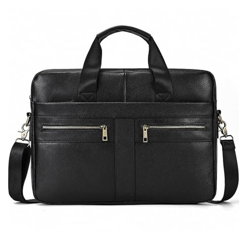 XFZJCHAP Herrenleder Handtasche Business Trip Aktentasche 15 "Computertasche Cowide Schulter -Crossbody -Tasche (Svart) von XFZJCHAP