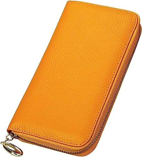 XFZJCHAP Kartenbrieftaschen Brieftasche weibliche Guine Leder Brieftasche viele Abteilungen Geldbörse Gelb roter Reißverschluss WOM WOM Wallets Langer Münzholz -Kartenhalter (Farbe: lila) von XFZJCHAP