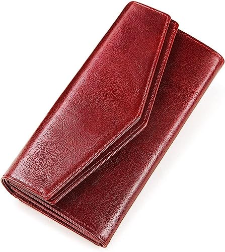 XFZJCHAP Kartenbrieftaschen mit großer Kapazität Leder Brieftasche von Münze Geldbörse der Clutch Wallet-Kartenhalterin (Farbe: rot) von XFZJCHAP