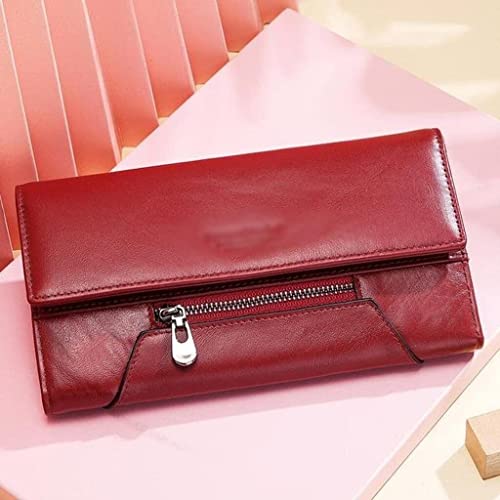 XFZJCHAP Leder WOM Wallet Female Money Bags Reißverschluss Kartenhalter Handy hohe Kapazität (Farbe: A, Größe: 19 * 10 * 3 cm) von XFZJCHAP