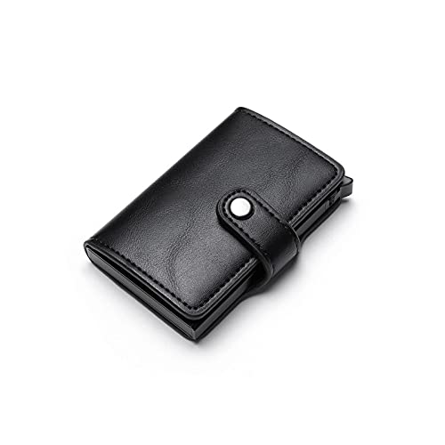 XFZJCHAP MS Wallets HaSP PU Leder Wallet Casual Card Halter Protektor Smart Wallet Aluminium Card Hülle Slim M WOM Tasche (Farbe: Schwarz) von XFZJCHAP