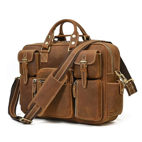 XFZJCHAP Vintage Aktentasche Herrenleder-Tasche Mehrfach-Tasche Reisetasche Top Leder Umhängetasche Computerbeutel XFZJCHAP Vintage Aktentasche Herrenleder-Tasche Mehrfach-Tasche Reisetasche Top Leder Umhängetasche Computerbeutel von XFZJCHAP