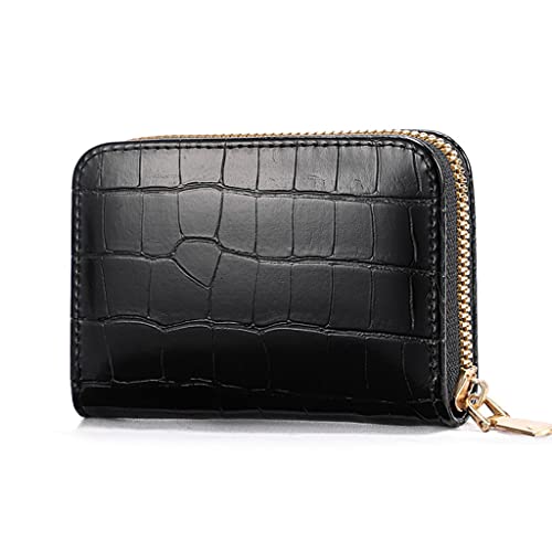 XFZJCHAP WOM Kurze Brieftaschen PU Leder weibliche Plaid -Geldbörsen Nubuck -Kartenhalter Brieftasche Frau Kleiner Reißverschluss Brieftasche mit (schwarz, eine Größe) von XFZJCHAP
